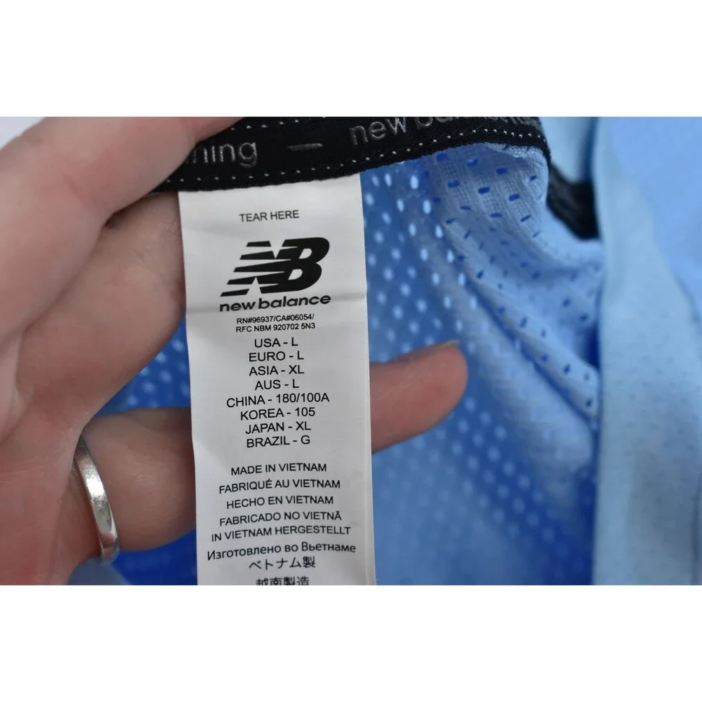 New Balance Shirt Mens Large Blue Athletic 5K REV SS Recycled Polyester Running - Picture 6 of 12